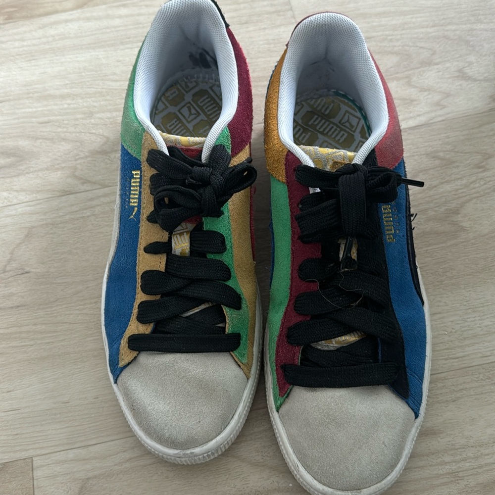Puma Suede Classic Iconix High Risk Red Honey Mustard multi colored look
